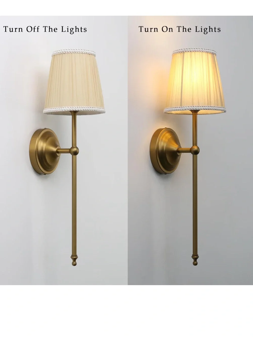 NIB Phansthy Hardwired Wall Sconces Set of 2 Vintage Antique Brass Khaki Shade